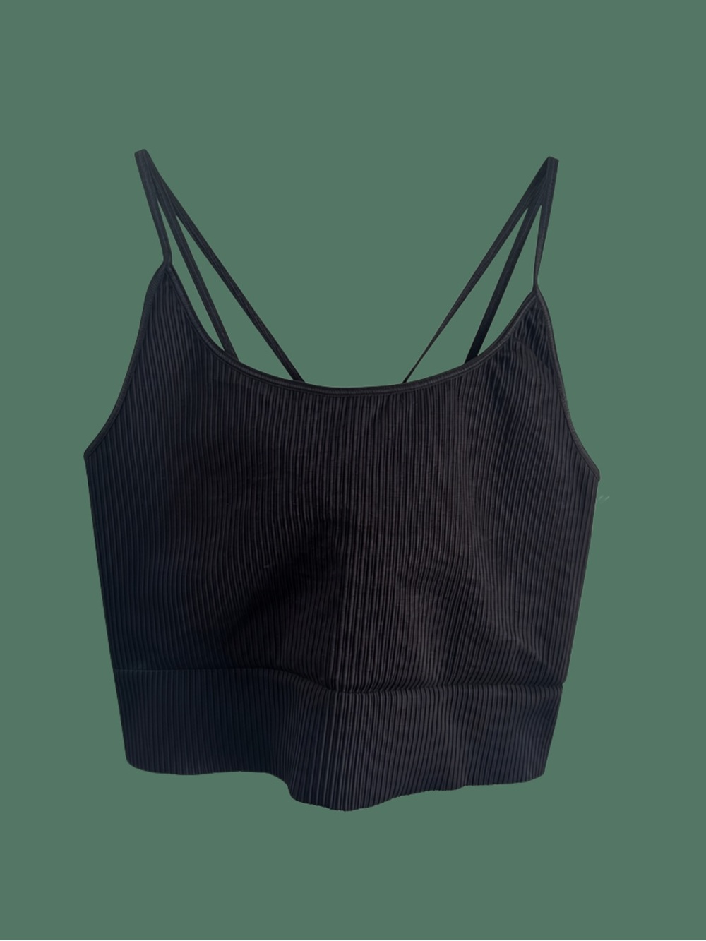 GOOD AMERICAN Black Ribbed Crossback Stretch Top SIZE 7/8 (4XL/5XL) LARGE Active